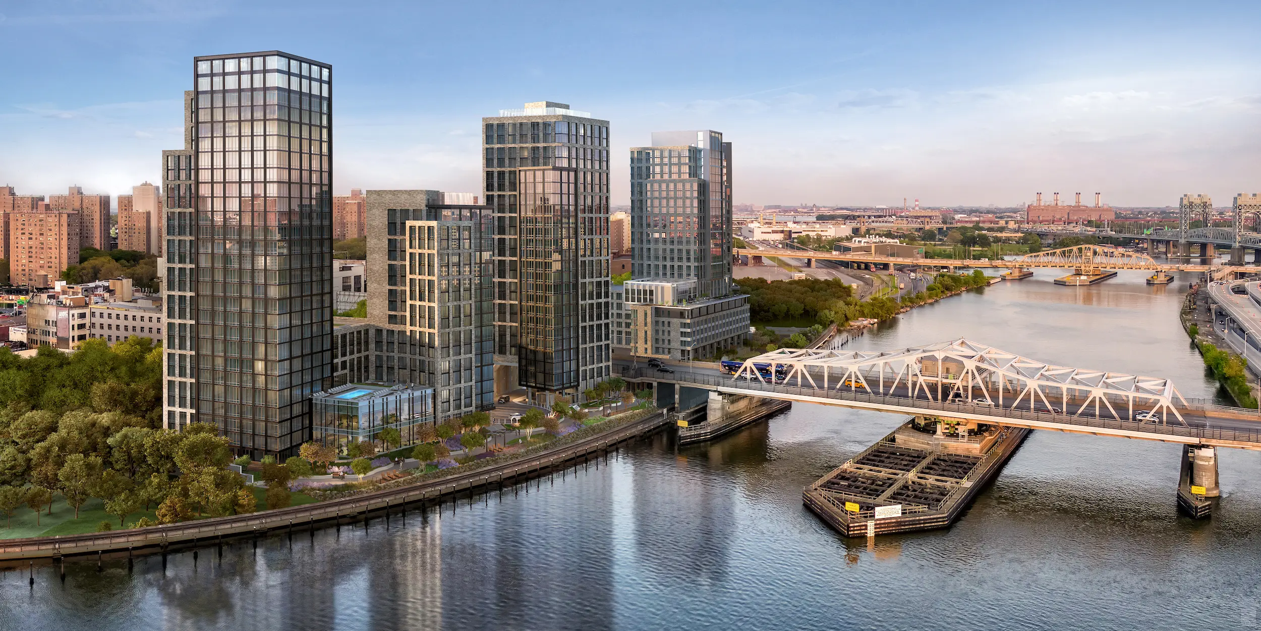 Bankside waterfront residential towers in Mott Haven